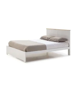Cama para dormitorio matrimonio Anika acabado blanco. Para colchón 160x200 cm.