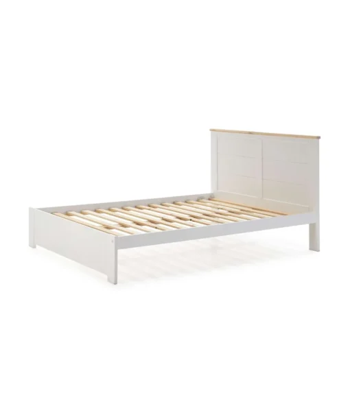 Cama para dormitorio matrimonio Anika acabado blanco. Para colchón 160x200 cm.