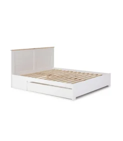 Cama para matrimonio modelo Gala con cajón y somier acabado blanco, para colchón 160x200 cm.
