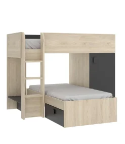 Cama tren Baeza montaje reversible en natural-grafito 150 cm(alto)255 cm(ancho)110 cm(largo)