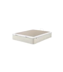 Canape abatible Line de Sonpura madera acabado blanco artico tapa tapizada de 90x200cm.
