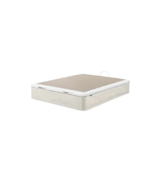 Canape abatible Line de Sonpura madera acabado blanco artico tapa tapizada de 160x200cm.