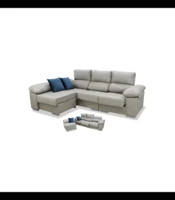 Chaiselongue reversible New Judith tapizado cemento, 260cm(ancho) 165cm(fondo) 104cm(altura).