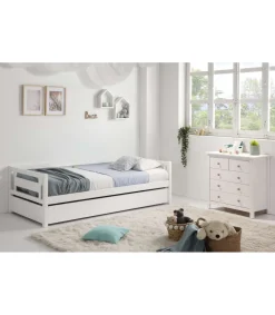 Cómoda 5 cajones modelo Bella acabado blanco, 79 cm(ancho) 80 cm(altura) 40 cm(fondo)