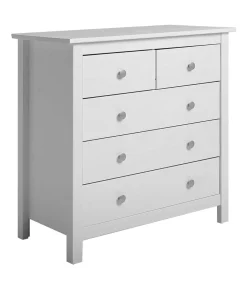 Cómoda 5 cajones modelo Bella acabado blanco, 79 cm(ancho) 80 cm(altura) 40 cm(fondo)