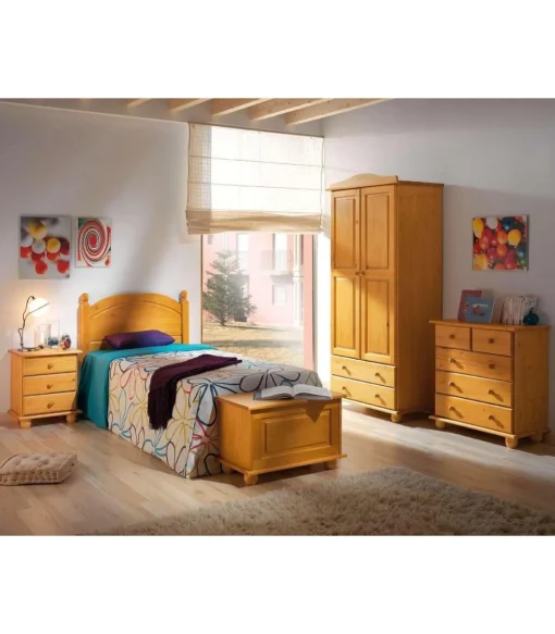 Cómoda de 5 cajones Altea en acabado madera maciza de pino color miel 75 cm(alto)78 cm(ancho)39 cm(largo)