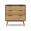 Cómoda para dormitorio modelo Julen 3 cajones acabado cera/bocamina, 108cm(ancho) 83cm(alto) 40cm (largo)