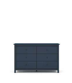 Cómoda para dormitorio modelo Miguel 6 cajones acabado azul, 130cm(ancho) 80cm(alto) 45cm(fondo).