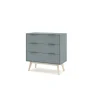 Cómoda para dormitorio modelo Nicolás 3 cajones acabado verde kaki/cera blanca, 80cm(ancho) 83cm(alto) 40cm (fondo).