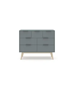 Cómoda para dormitorio modelo Nicolás 4 + 3 cajones acabado verde kaki/cera blanca, 120cm(ancho) 83cm(alto) 40cm (fondo).