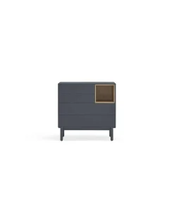 Cómoda para dormitorio modelo Corvo 1 hueco 4 cajones acabado gris antracita, 40cm(ancho) 90cm(alto) 90cm (largo)