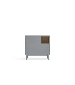 Cómoda para dormitorio modelo Corvo 1 hueco 4 cajones acabado gris perla, 40cm(ancho) 90cm(alto) 90cm (largo)
