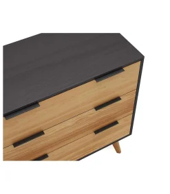 Cómoda para dormitorio modelo Julen 3 cajones acabado cera/bocamina, 108cm(ancho) 83cm(alto) 40cm (largo)