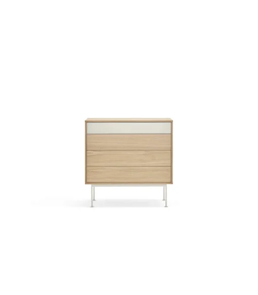 Cómoda para dormitorio modelo Yoko 4 cajones acabado roble/crema, 45cm(ancho) 86cm(alto) 90cm (largo)