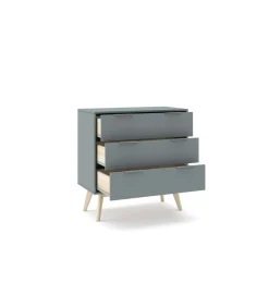 Cómoda para dormitorio modelo Nicolás 3 cajones acabado verde kaki/cera blanca, 80cm(ancho) 83cm(alto) 40cm (fondo).