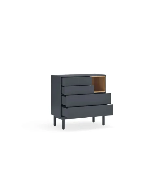 Cómoda para dormitorio modelo Corvo 1 hueco 4 cajones acabado gris antracita, 40cm(ancho) 90cm(alto) 90cm (largo)