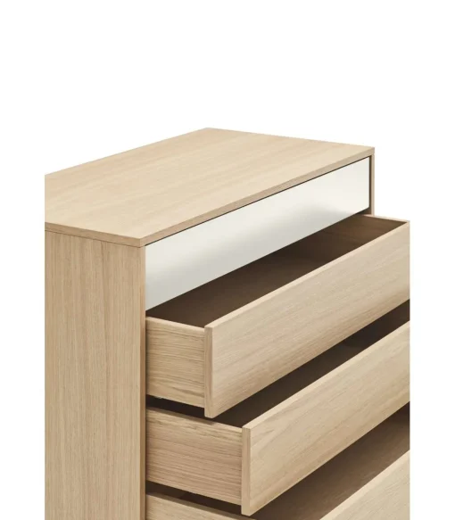 Cómoda para dormitorio modelo Yoko 4 cajones acabado roble/crema, 45cm(ancho) 86cm(alto) 90cm (largo)