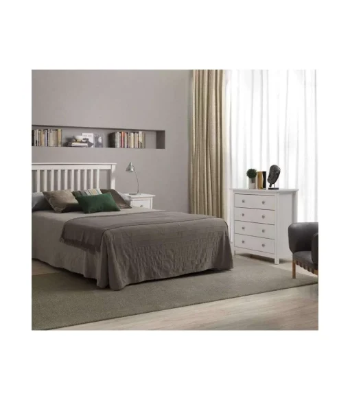 Cómoda Tabac 4 cajones en acabado madera de pino blanco translucido 78 cm(alto)75 cm(ancho)35 cm(largo)