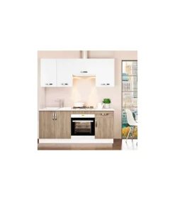 Cocina completa con encimera y con zocalo de 180 cm(ancho) color roble-blanco KIT-KIT