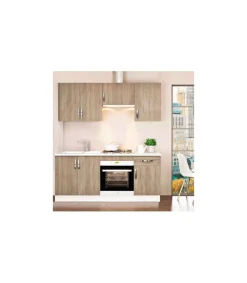 Cocina completa con encimera y con zocalo de 180 cm(ancho) color roble cortez, KIT-KIT