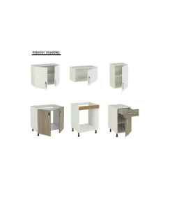 Cocina completa con encimera y con zocalo de 180 cm(ancho) color roble-blanco KIT-KIT