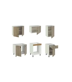 Cocina completa con encimera y con zocalo de 180 cm(ancho) color roble cortez, KIT-KIT