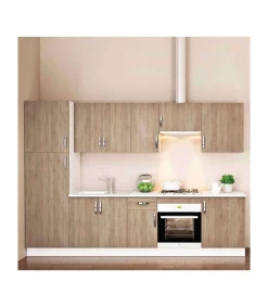 Cocina completa con zocalo y encimera 3 metros(ancho) color roble cortez, KIT-KIT