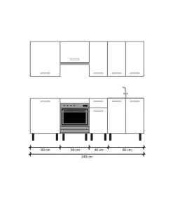 Cocina completa con zocalo y encimera 240 cm(ancho) color blanco KIT-KIT
