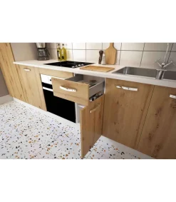 Cocina completa con zocalo y encimera 3 metros(ancho) color roble albar, KIT-KIT