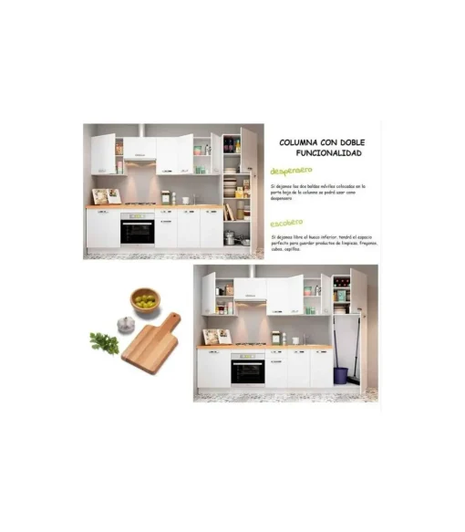 Cocina completa con zocalo y encimera 3 metros(ancho) color roble cortez, KIT-KIT