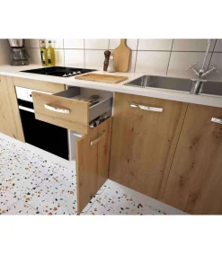 Cocina completa incluye zocalo y encimera 240 cm(ancho) color roble albar, KIT-KIT