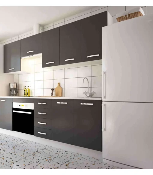Cocina completa KIT-KIT NEW con zocalo y encimera 240 cm color gris