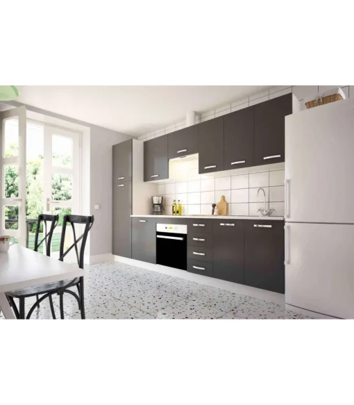 Cocina completa KIT-KIT NEW con zocalo y encimera 3 metros color gris parís