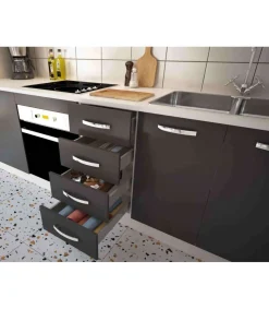Cocina completa KIT-KIT NEW sin zocalo y sin encimera 240 cm color gris