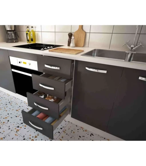 Cocina completa KIT-KIT NEW sin zocalo y sin encimera 240 cm color gris