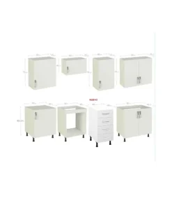 Cocina completa KIT-KIT NEW sin zocalo y sin encimera 240 cm color gris