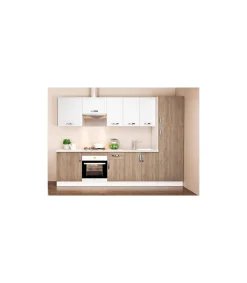 Cocina completa sin encimera y sin zocalo de 3 metros(ancho) color roble-blanco KIT-KIT
