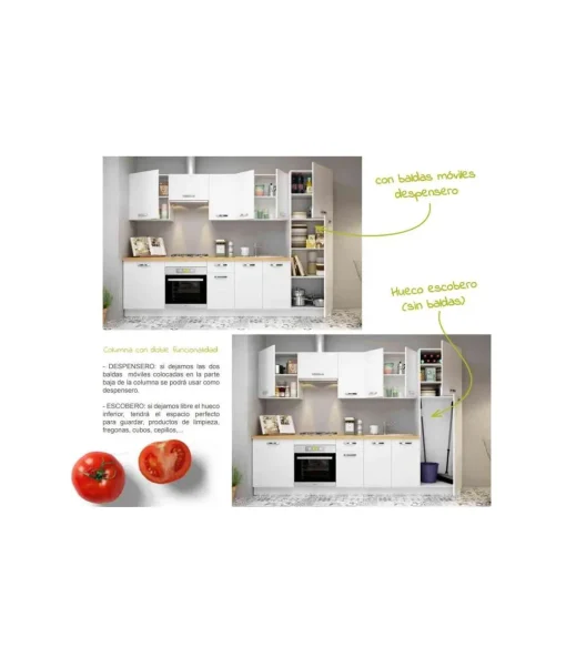Columna de cocina de 2 puertas en blanco. 213 cm(alto)60 cm(ancho)60 cm(largo)