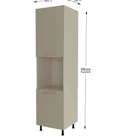 Columna horno con 2 puertas acabado en visón, 235 cm(alto)60 cm(ancho)60 cm(largo)