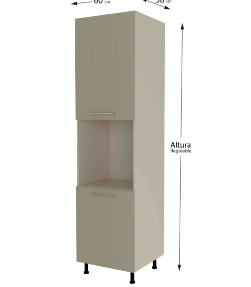 Columna horno con 2 puertas acabado en visón, 235 cm(alto)60 cm(ancho)60 cm(largo)