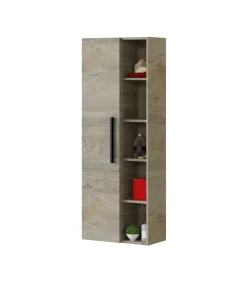Columna suspendida Buñol para baño con una puerta y estantes acabado roble 135 cm(alto) 50 cm(ancho) 25 cm(largo)