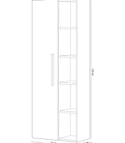 Columna suspendida Buñol para baño con una puerta y estantes acabado roble 135 cm(alto) 50 cm(ancho) 25 cm(largo)