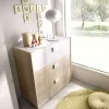 Comoda Santisteban 3 cajones en acabado natural/blanco 81 cm(alto)80 cm(ancho)43 cm(largo)