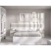 Conjunto cama, dos mesitas y armario vestidor Borja acabado blanco/alistonado.