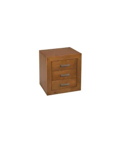 Conjunto de cabecero y mesita de noche en madera maciza color cerezo.