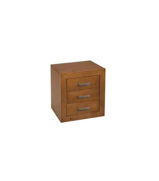 Conjunto de cabecero y mesita de noche en madera maciza color cerezo.