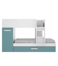 Conjunto de cama tren Orcera en blanco-esmeralda 150 cm(alto)243 cm(ancho)111 cm(largo)