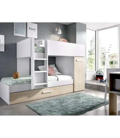 Conjunto de cama tren Torreblascopedro en blanco-natural 150 cm(alto)271 cm(ancho)111 cm(largo)