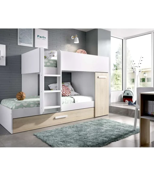 Conjunto de cama tren Torreblascopedro en blanco-natural 150 cm(alto)271 cm(ancho)111 cm(largo)
