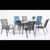 Conjunto de mesa + 4 sillones en acero Sulam-150/4 en acabado gris antracita